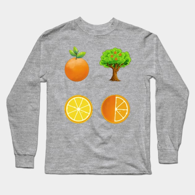 Orange tree pattern Long Sleeve T-Shirt by LukjanovArt